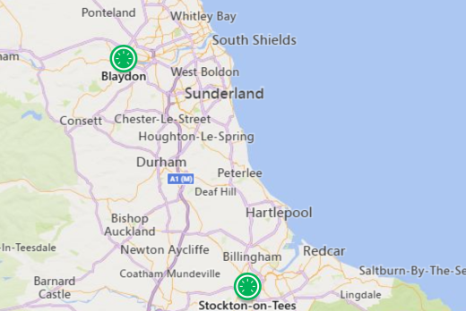 North East Locations Map