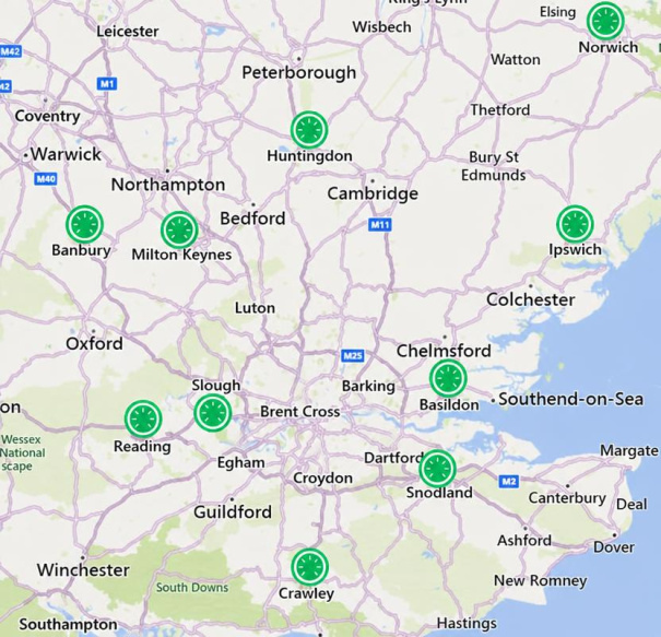 South East Locations Map
